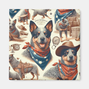 Vintage Australian Cattle Dog Illustration Magnet