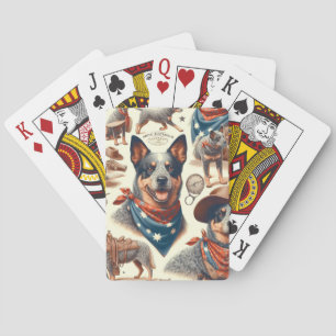 Vintage Australian Cattle Dog Illustration Playing Cards