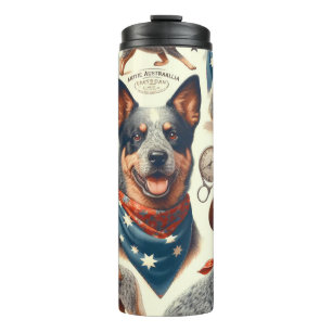Vintage Australian Cattle Dog Illustration Thermal Tumbler