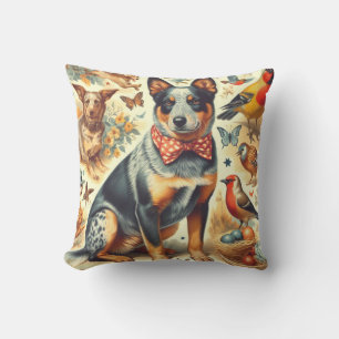 Vintage Australian Cattle Dog Painting Cushion