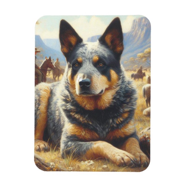 Vintage Australian Cattle Dog Painting Magnet (Vertical)