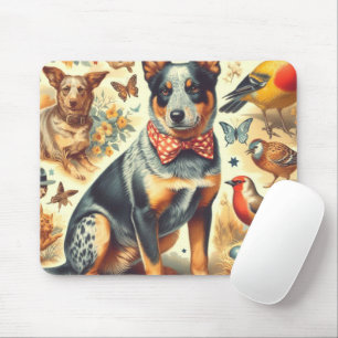 Vintage Australian Cattle Dog Painting Mouse Pad