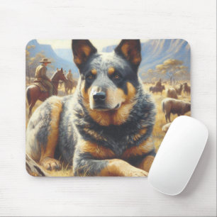 Vintage Australian Cattle Dog Painting Mouse Pad