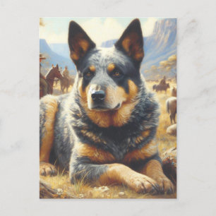 Vintage Australian Cattle Dog Painting Postcard