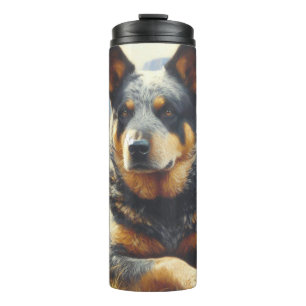 Vintage Australian Cattle Dog Painting Thermal Tumbler