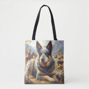 Vintage Australian Cattle Dog Painting Tote Bag