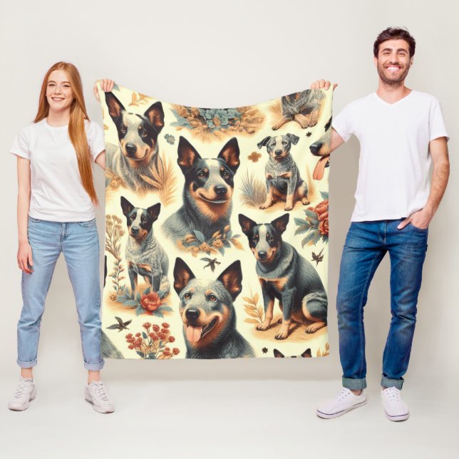 Vintage Australian Cattle  Seamless Fleece Blanket (In Situ)