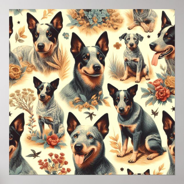 Vintage Australian Cattle  Seamless Poster (Front)