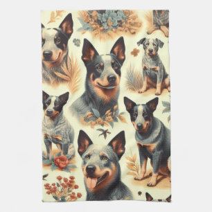 Vintage Australian Cattle Seamless Tea Towel