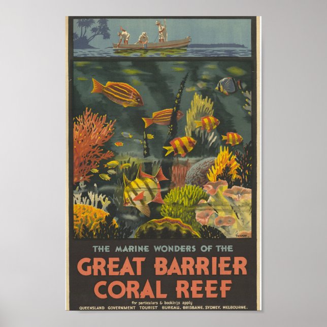 Vintage Australian Great Barrier Reef Travel Poster (Front)