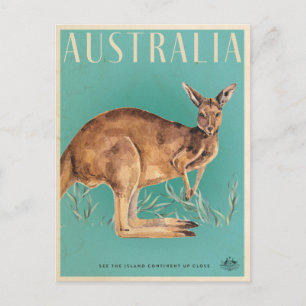 Vintage Australian Kangaroo travel poster Postcard