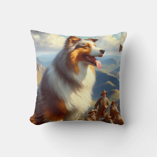 Vintage Australian Shepherd  Painting Cushion (Front)