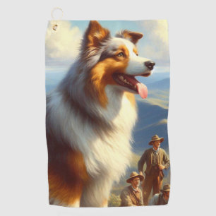 Vintage Australian Shepherd  Painting Golf Towel