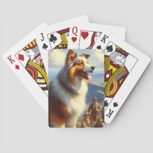 Vintage Australian Shepherd Painting Playing Cards