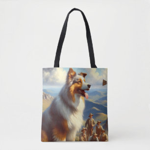 Vintage Australian Shepherd Painting Tote Bag