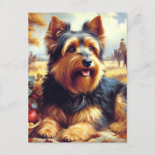 Vintage Australian Terrier Painting Postcard