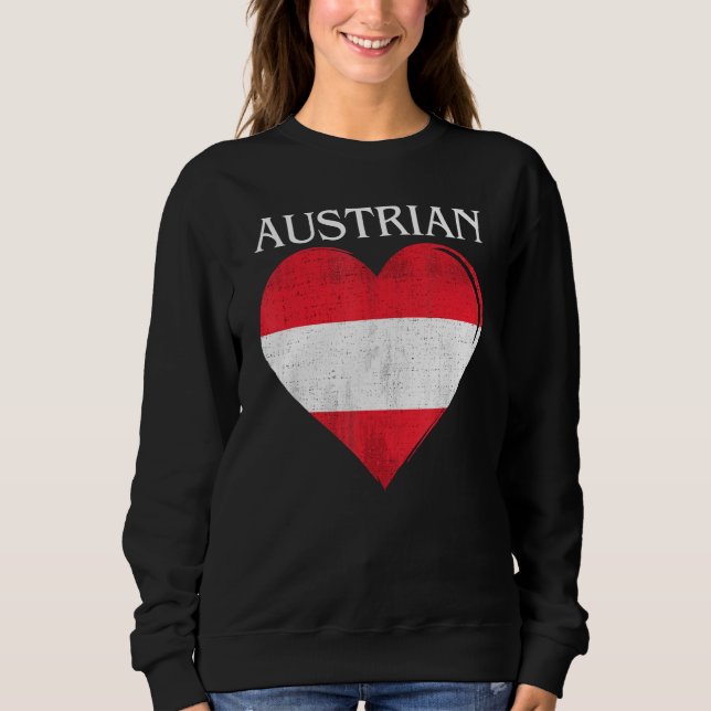 Vintage Austria Flag Heart For Austrian Sweatshirt (Front)
