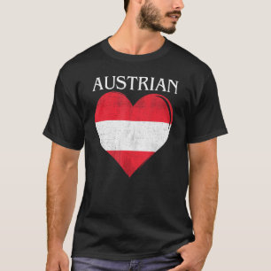 Vintage Austria Flag Heart For Austrian T-Shirt