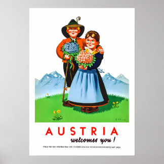 Vintage Austria Travel Poster Retro Alpine