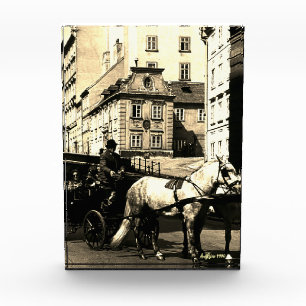 Vintage Austria Vienna Dreimaderlhaus Fiaker Photo Block