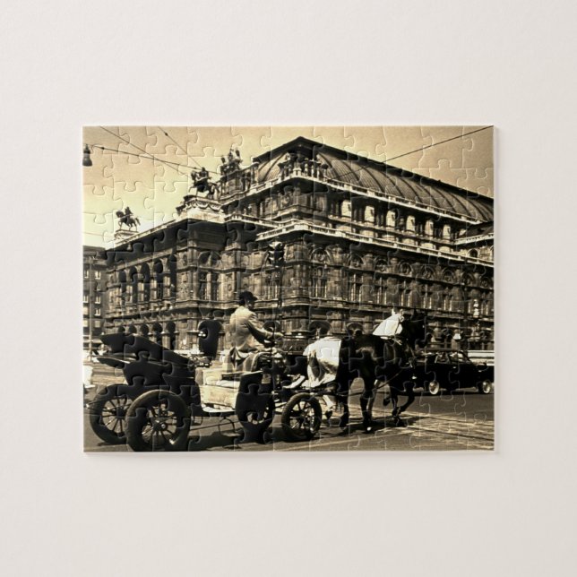 Vintage Austria Vienna Fiaker Staatsoper opera Jigsaw Puzzle (Horizontal)