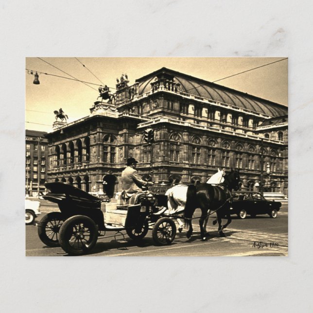 Vintage Austria Vienna Fiaker Staatsoper opera Postcard (Front)