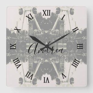 Vintage Austria Vienna Prater amusement park Square Wall Clock