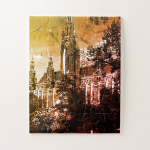 Vintage Austria Vienna Rathaus town hall Jigsaw Puzzle