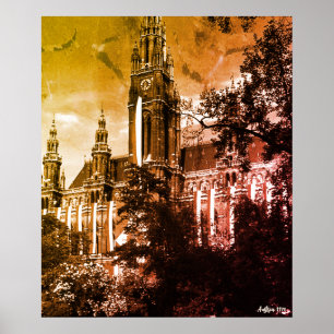 Vintage Austria Vienna Rathaus town hall Poster