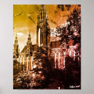 Vintage Austria Vienna Rathaus town hall Poster