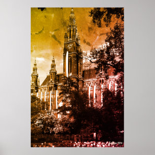 Vintage Austria Vienna Rathaus town hall Poster