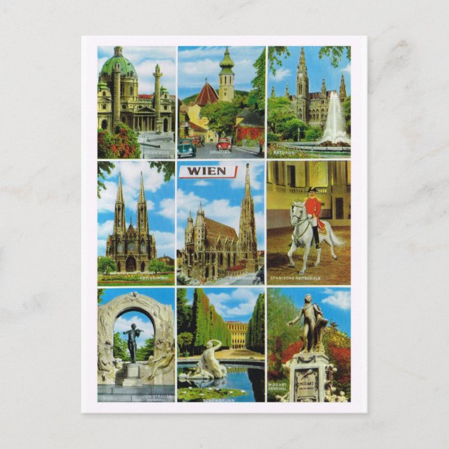 Vintage Austria, Wien, Vienna, Multiview Postcard (Front)