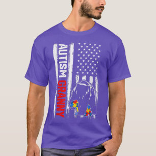Vintage Autism Granny Bear American Flag Awareness T-Shirt