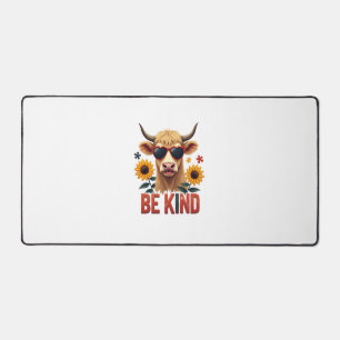 Vintage Autism Highland Cow Be Kind Rainbow Puzzle Desk Mat