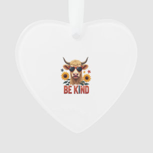 Vintage Autism Highland Cow Be Kind Rainbow Puzzle Ornament
