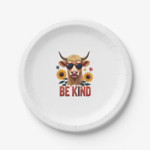 Vintage Autism Highland Cow Be Kind Rainbow Puzzle Paper Plate