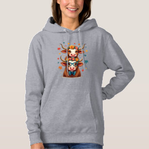 Vintage Autism Highland Cow Trio Peeking Cute Cow Hoodie