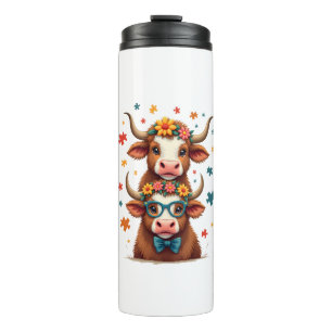 Vintage Autism Highland Cow Trio Peeking Cute Cow Thermal Tumbler