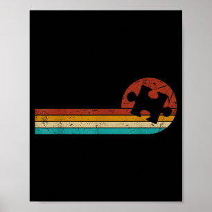 Vintage Autism Puzzle Mom Dad Autism Awareness Poster