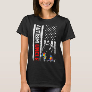 Vintage Autism Uncle Bear American Flag Awareness T-Shirt