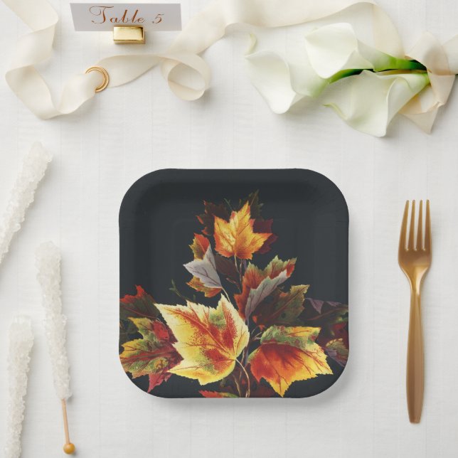 Vintage Autmn Leaf Motif Paper Plate (Wedding)