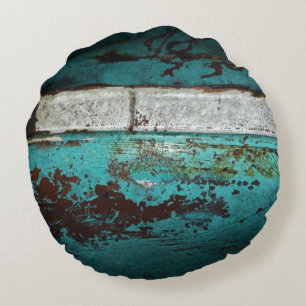 Vintage auto 50's teal rusted Close up Round Cushion