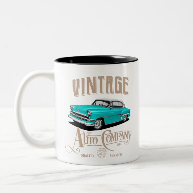 vintage auto company Two-Tone coffee mug (Left)