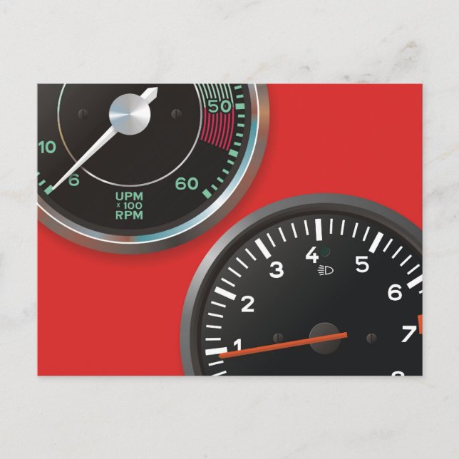 Vintage auto instruments / Classic car gauges Postcard (Front)