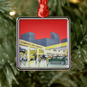 Vintage Auto Mechanics Complete Car Service Garage Metal Tree Decoration