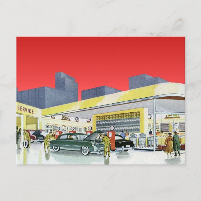 Vintage Auto Mechanics Complete Car Service Garage Postcard (Front)