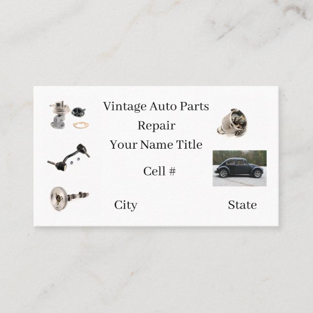 Vintage Auto Parts and Repair Business Card (Front)