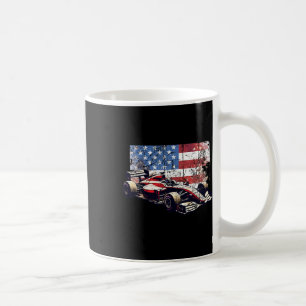 Vintage Auto Racing Car American Flag 4th Of July Coffee Mug