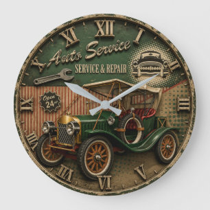 Vintage Auto Service Classic Antique Car Garage Large Clock