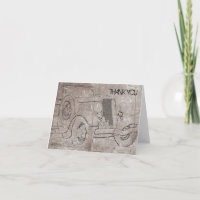 Vintage Auto Thank You Note Card